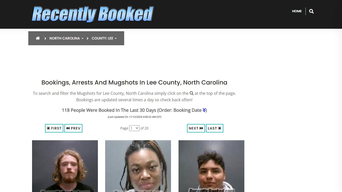 Bookings, Arrests and Mugshots in Lee County, North Carolina