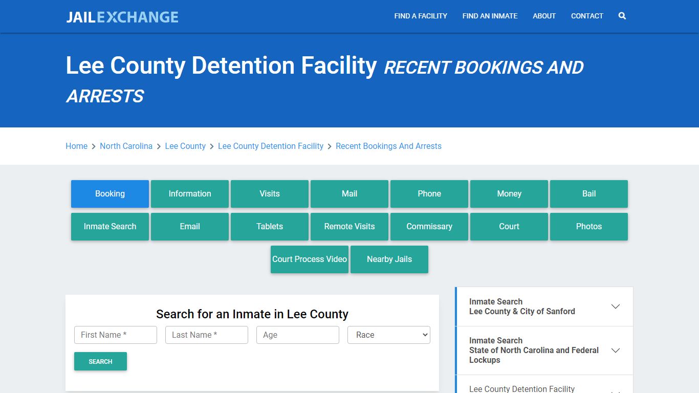 Lee County Detention Facility Recent Bookings And Arrests - Jail Exchange