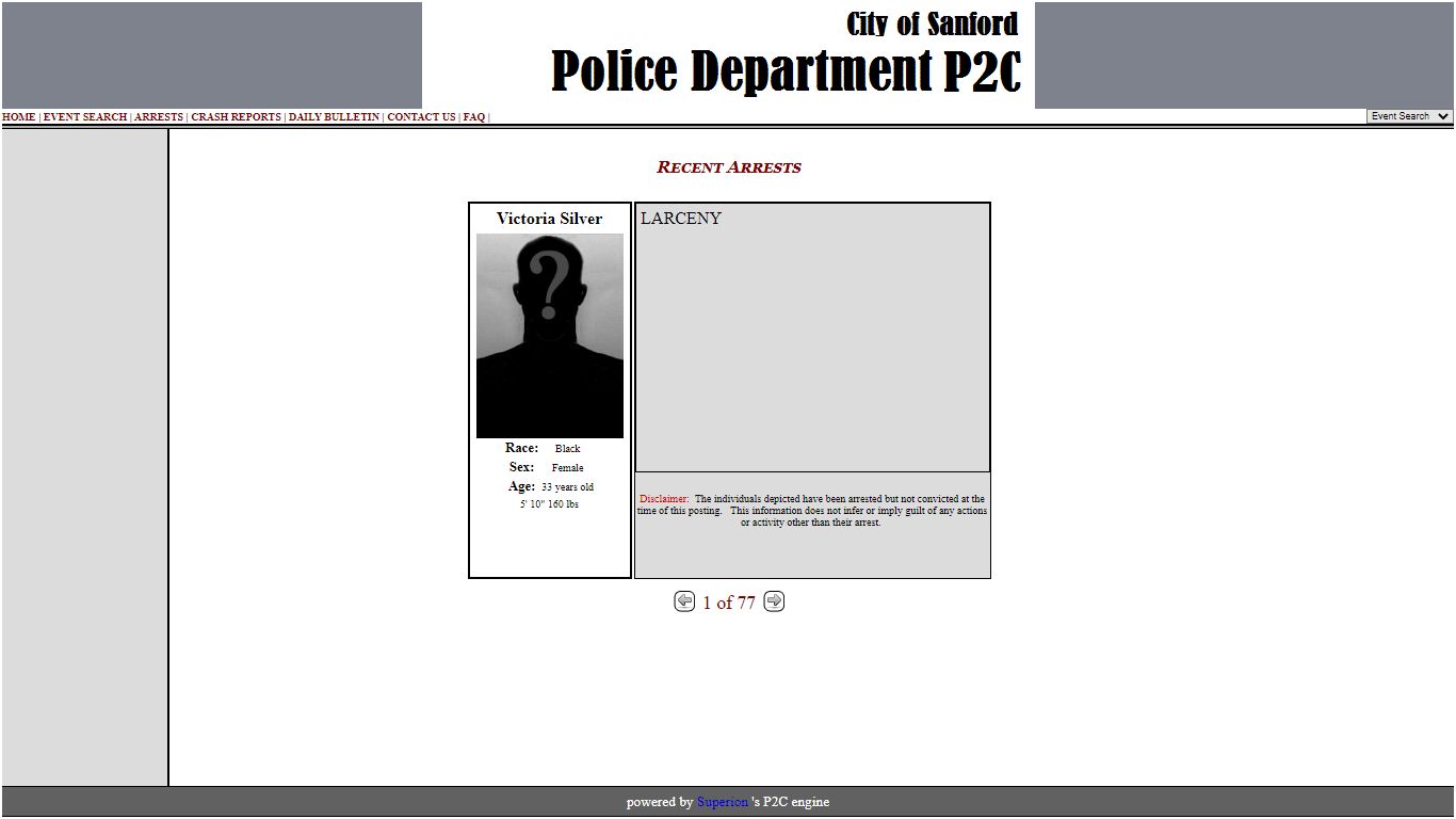 Sanford Police Department P2C - provided by OSSI