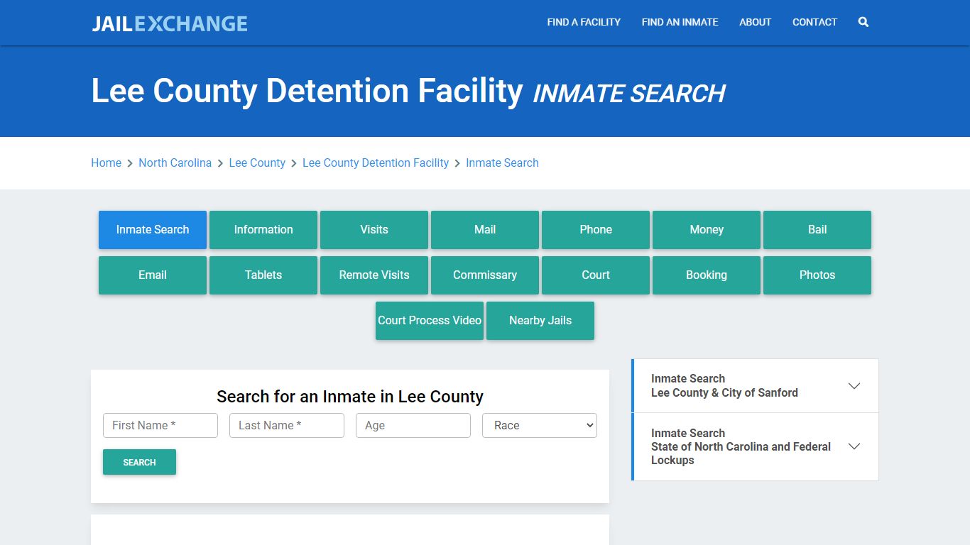 Lee County Detention Facility, NC Inmate Search: Roster & Mugshots